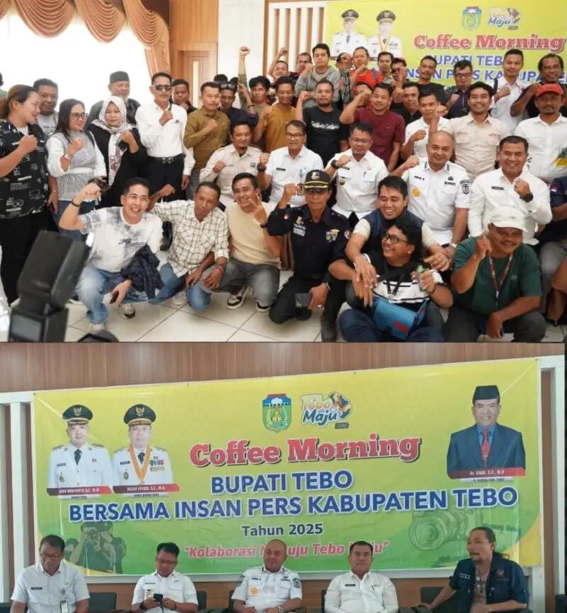 Caffee Morning Bupati Tebo Agus Rubiyanto,S.E, M.M Dan Wabup Nazar Efendi, S.E, M.Si Bersama Insan Pers